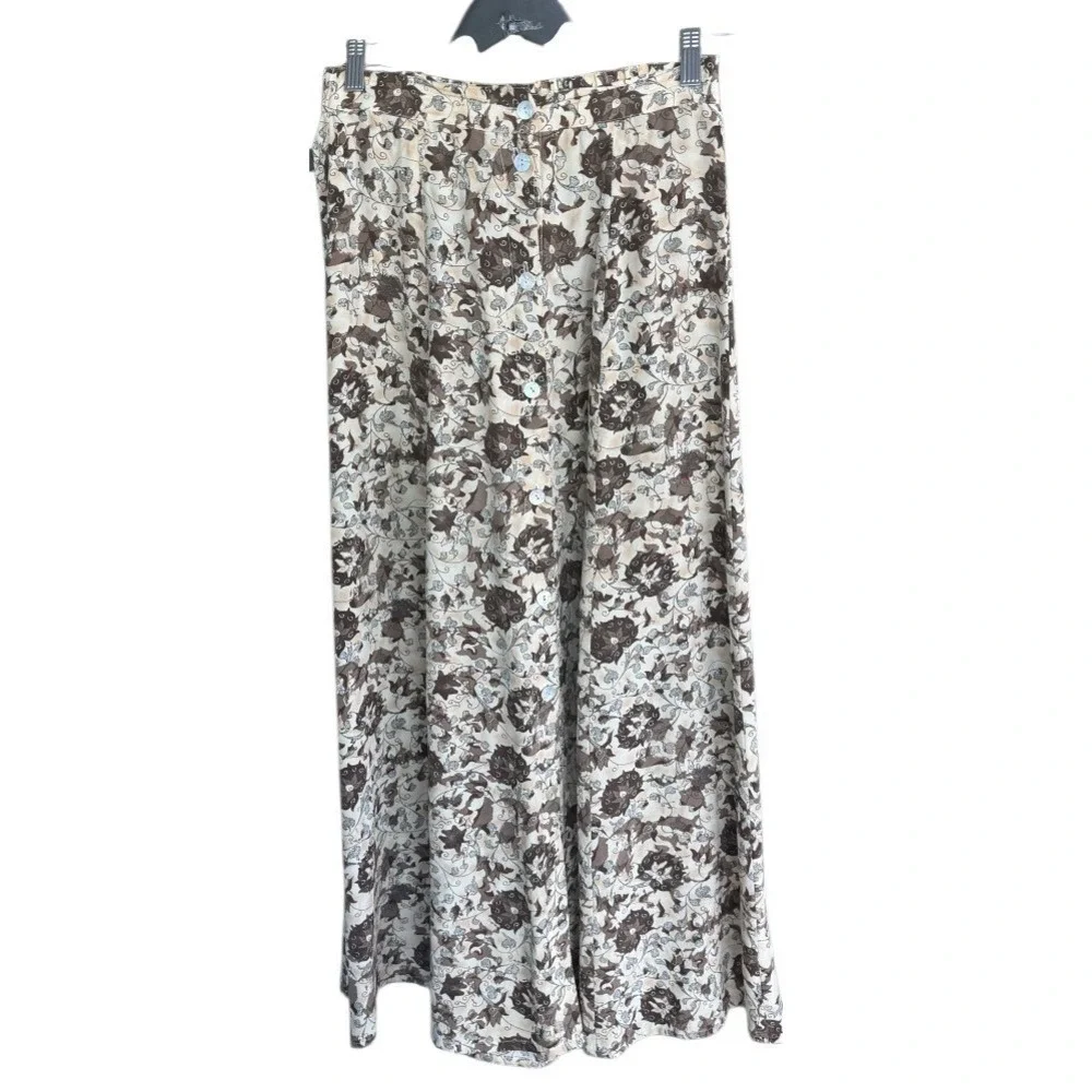 Vintage Henri Bendel Womens 100% Silk Floral Midi Skirt Romantic 90s Size S